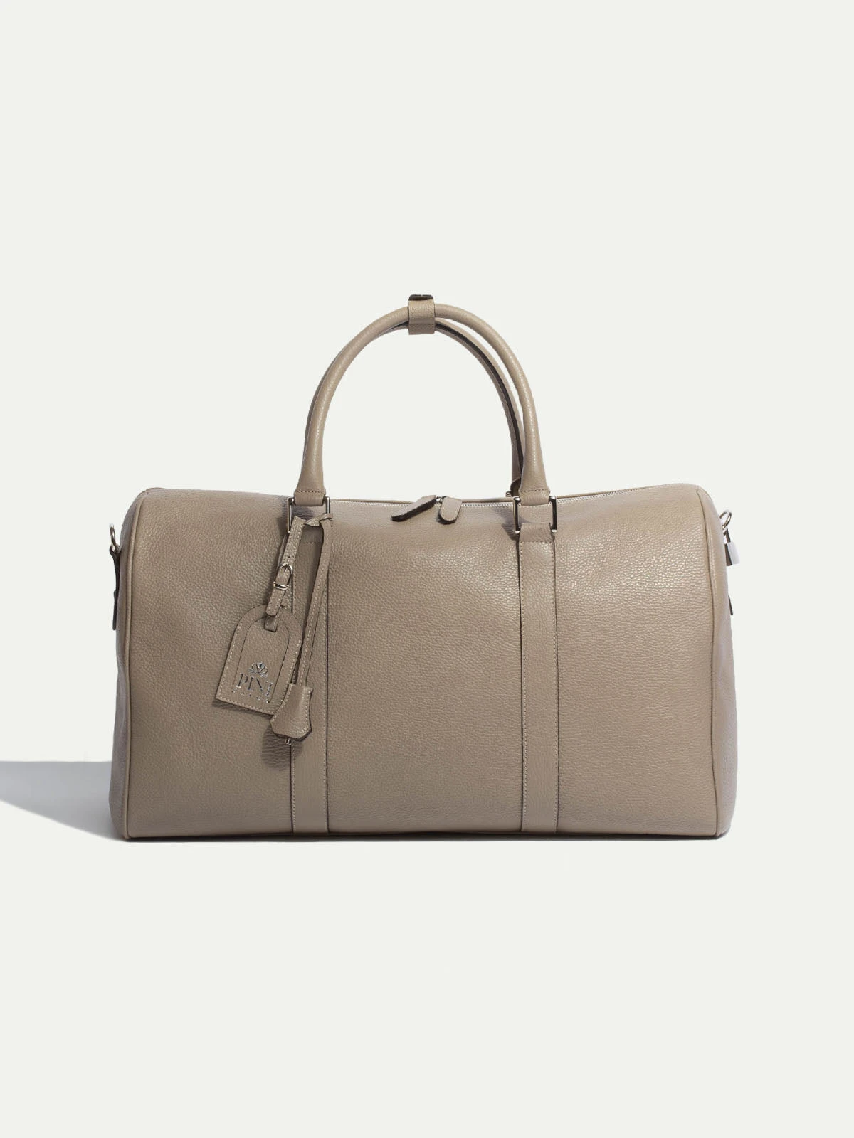 Taupe Leather Weekender Bag - Made In Italy 4 Taupe Leather Weekender Bag - Made In Italy - Image 2