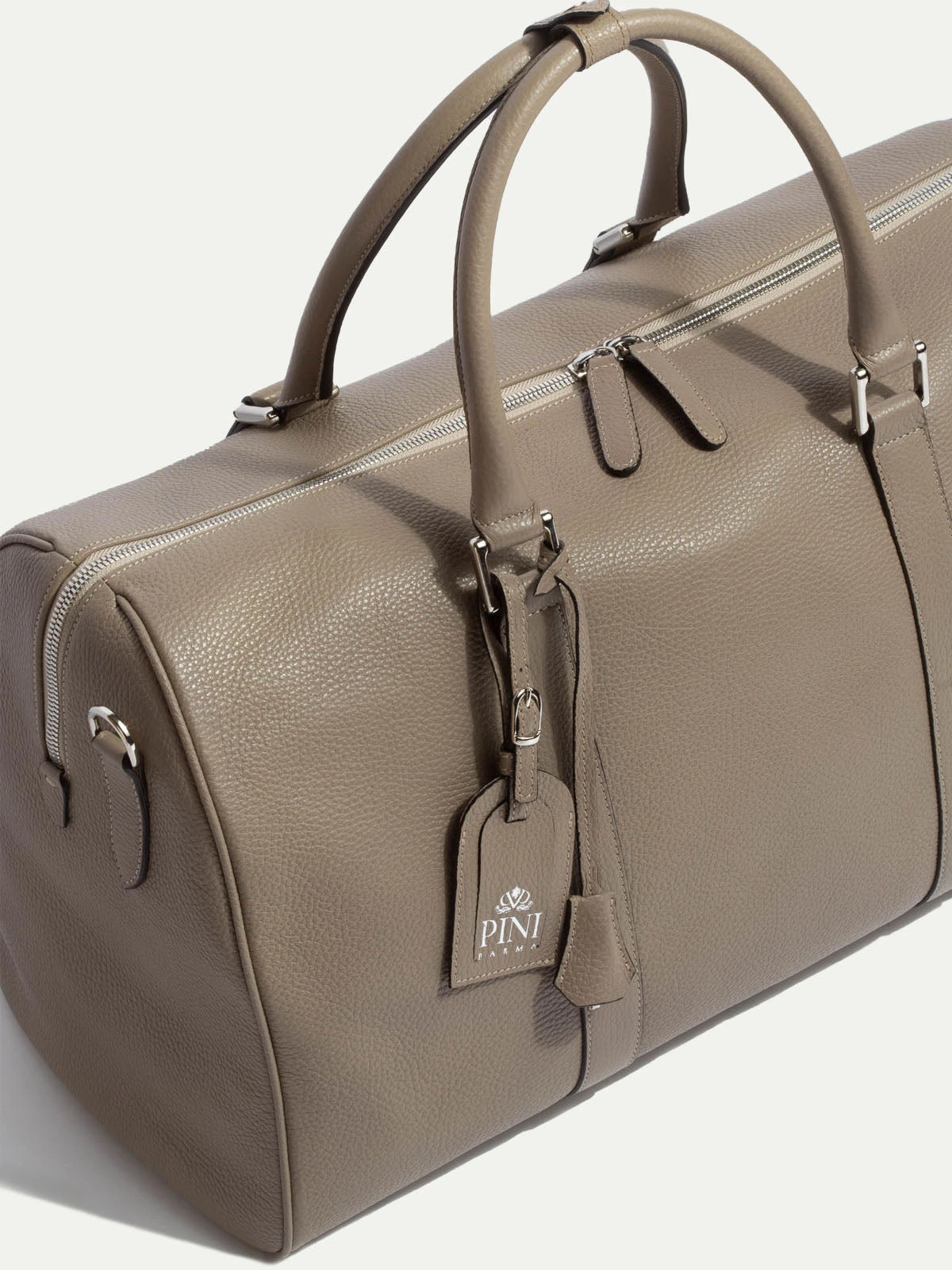 Taupe Leather Weekender Bag - Made In Italy 6 Taupe Leather Weekender Bag - Made In Italy - Image 4