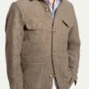 Taupe Safari Jacket Flannel Super 180s – Made In Italy -Pini Parma Clothing Store taupe safari flannel 3
