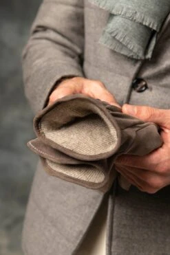 Taupe Suede Gloves - Made In Italy -Pini Parma Clothing Store taupe suede gloves 3