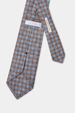Tobacco Fancy Silk Tie - Made In Italy -Pini Parma Clothing Store tobacco fancy silk tie 2