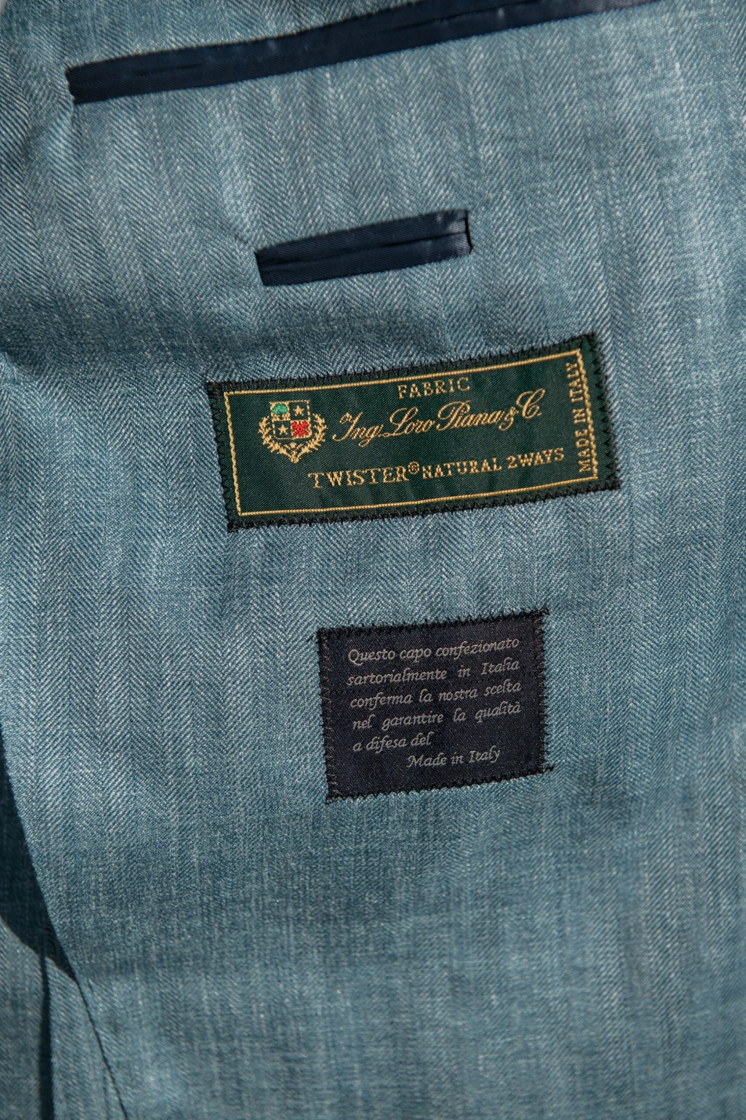 Water Green Herringbone Jacket In Wool Silk And Linen - Made In Italy 4 Water Green Herringbone Jacket In Wool Silk And Linen - Made In Italy - Image 2