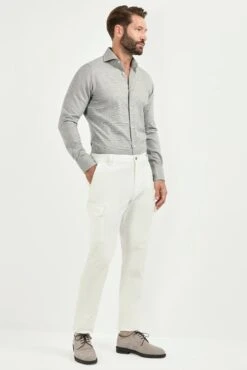White Cargo Trousers - Made In Italy 9 White Cargo Trousers - Made In Italy -Pini Parma Clothing Store white cargo trousers 3