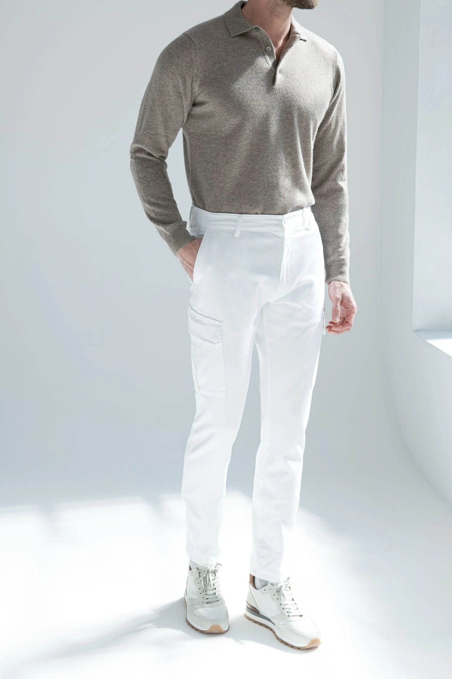 Off-white Stretch Canvas Cargo - Made In Italy 4 Off-white Stretch Canvas Cargo - Made In Italy - Image 2