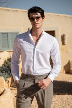 White Chambray Cotton Shirt - Made In Italy