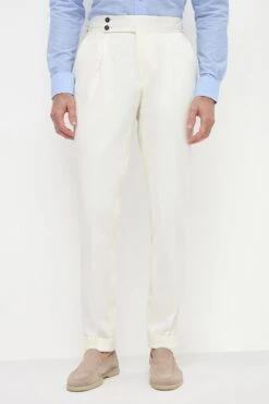 White Cotton Soragna Trousers - Made In Italy