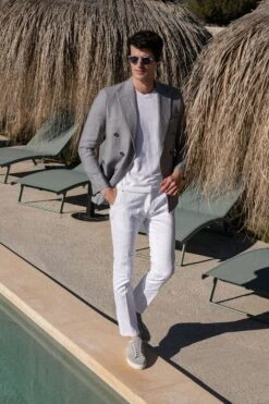 White Cotton Sirmione Trousers - Made In Italy -Pini Parma Clothing Store white cotton trousers sirmione 3