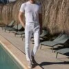 White Cotton Sirmione Trousers - Made In Italy 1 White Cotton Sirmione Trousers - Made In Italy -Pini Parma Clothing Store white cotton trousers sirmione 4