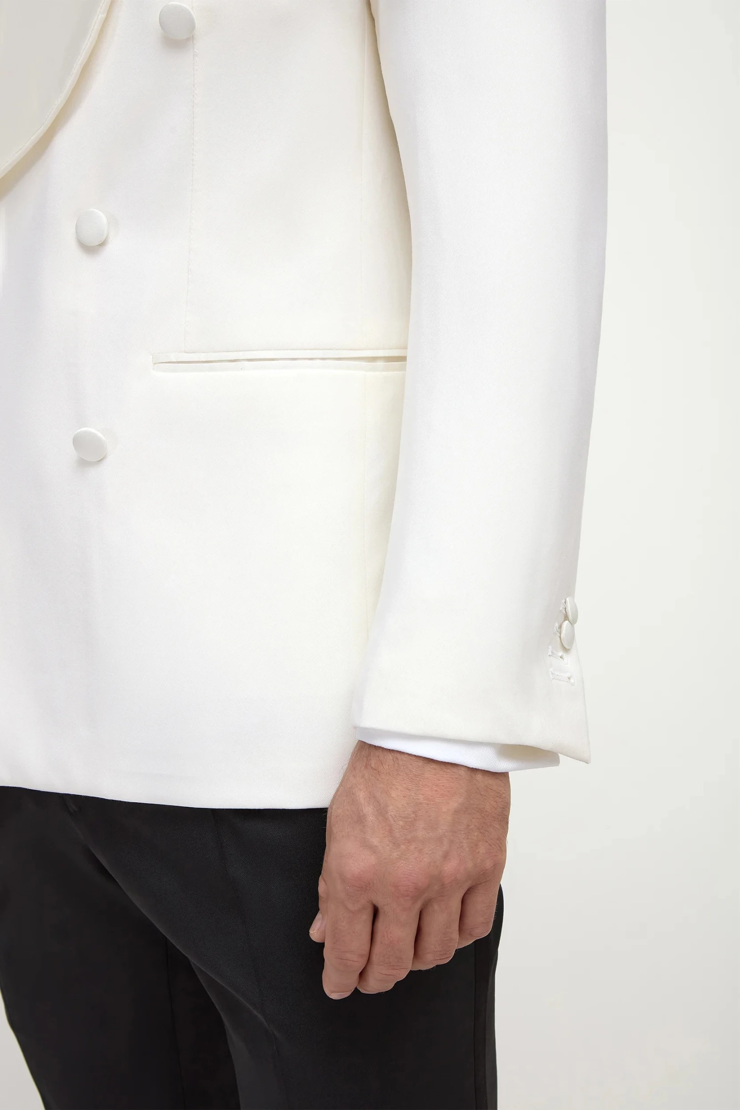 White Double Breasted Tuxedo Jacket - Made In Italy 5 White Double Breasted Tuxedo Jacket - Made In Italy - Image 3