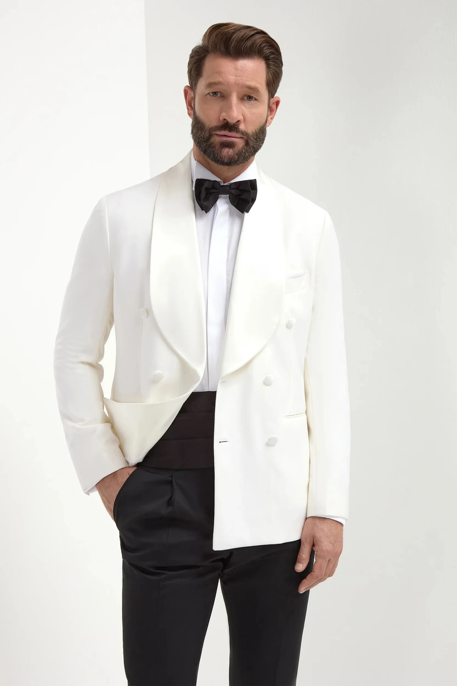 White Double Breasted Tuxedo Jacket - Made In Italy 7 White Double Breasted Tuxedo Jacket - Made In Italy - Image 5