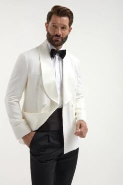 White Double Breasted Tuxedo Jacket - Made In Italy