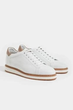 White Grained Sneakers - Made In Italy
