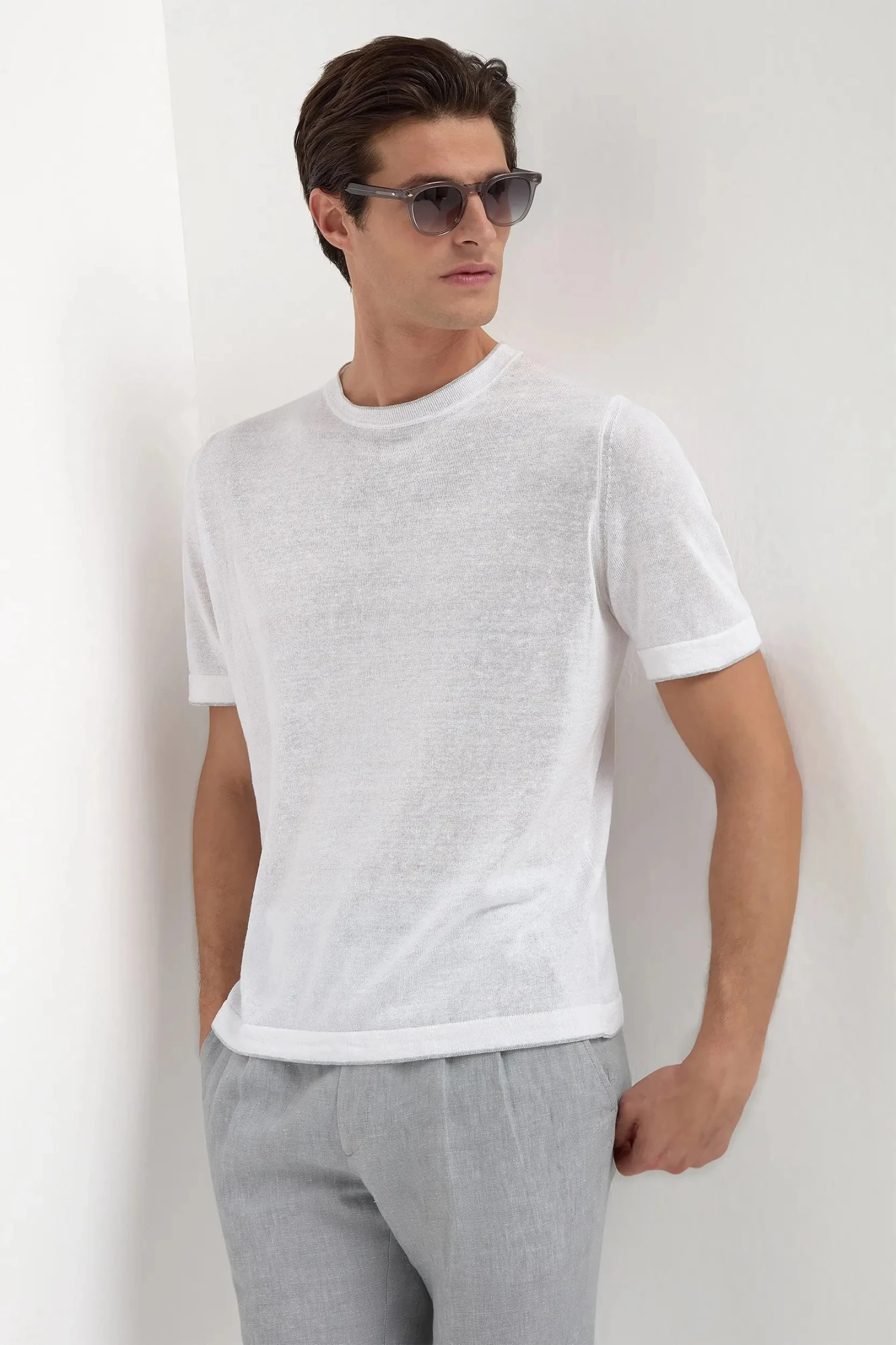 White Linen And Cotton T-shirt - Made In Italy 3 White Linen And Cotton T-shirt - Made In Italy