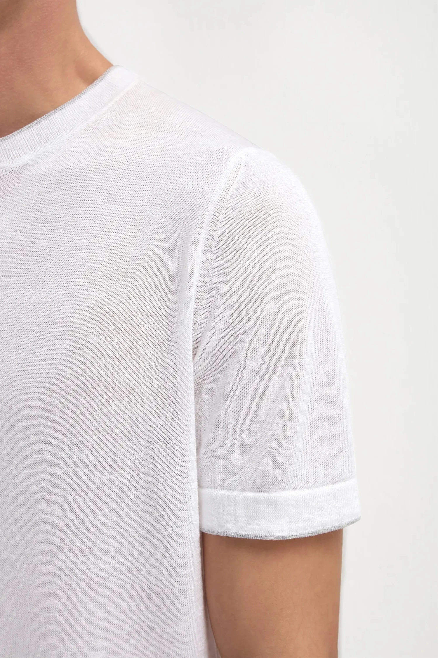White Linen And Cotton T-shirt - Made In Italy 4 White Linen And Cotton T-shirt - Made In Italy - Image 2