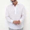 White Linen Popover Shirt - Made In Italy 1 White Linen Popover Shirt - Made In Italy -Pini Parma Clothing Store white linen popover shirt 4