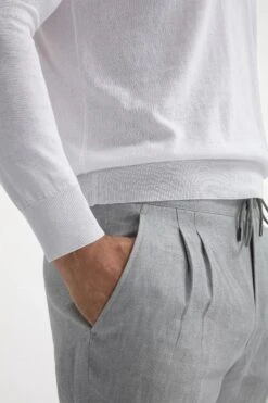 White Long Sleeve Polo - Made In Italy -Pini Parma Clothing Store white long sleeve cotton polo 1