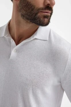 White Long Sleeve Polo - Made In Italy -Pini Parma Clothing Store white long sleeve cotton polo 3