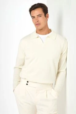 White Wool Polo - Made In Italy