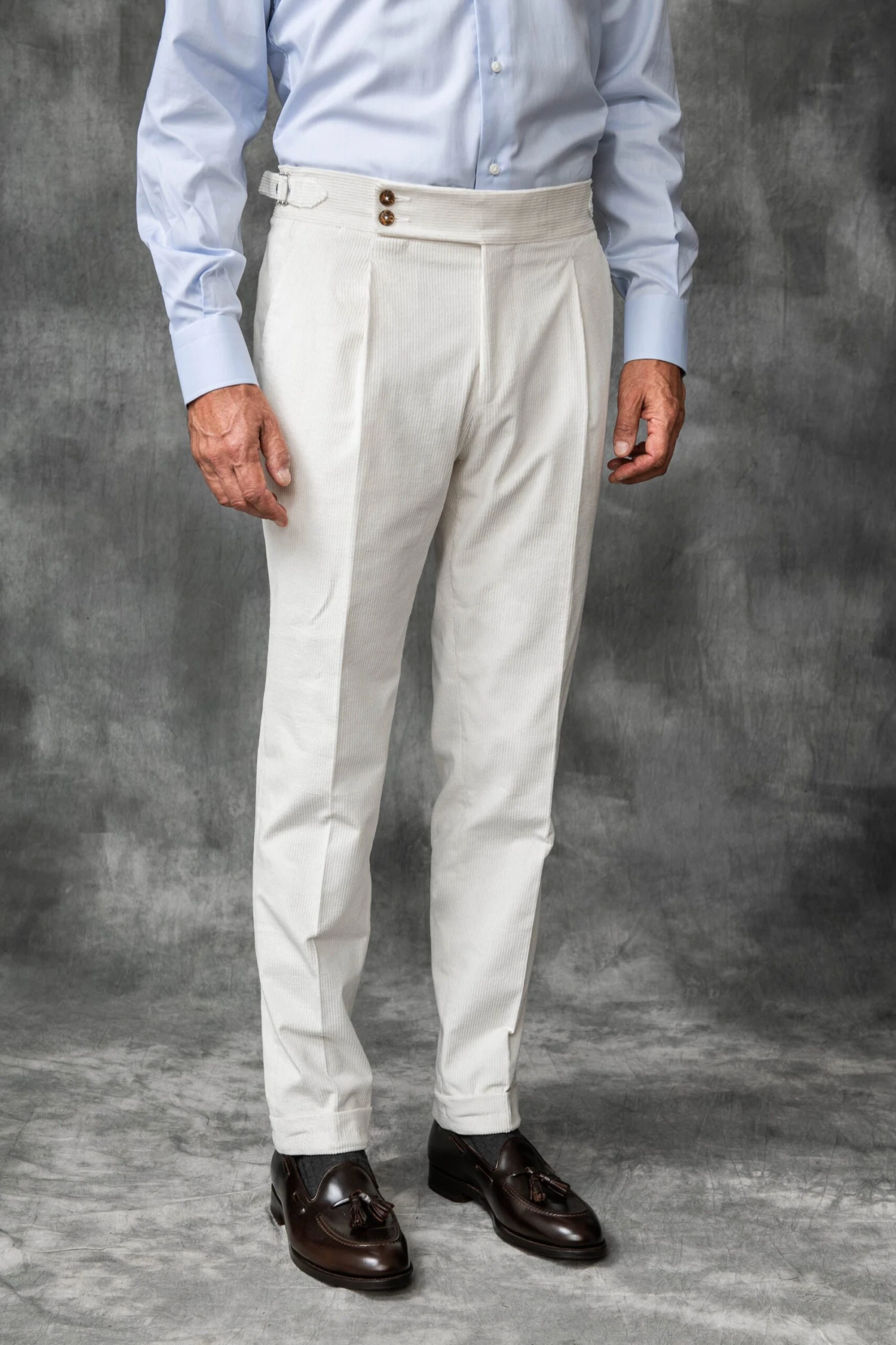 White Corduroy Soragna Trousers - Made In Italy 3 White Corduroy Soragna Trousers - Made In Italy