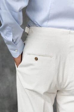 White Corduroy Soragna Trousers - Made In Italy 7 White Corduroy Soragna Trousers - Made In Italy -Pini Parma Clothing Store whitecorduroytrouser 3
